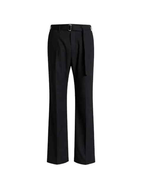 Attachment belted pinstriped trousers