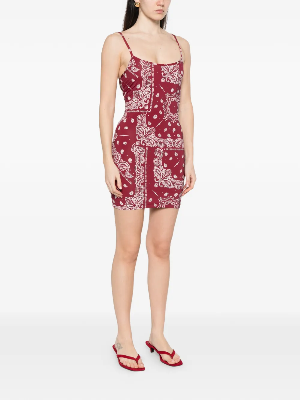  Venuja Paisley Thin-strap Mini Dress - Red 
