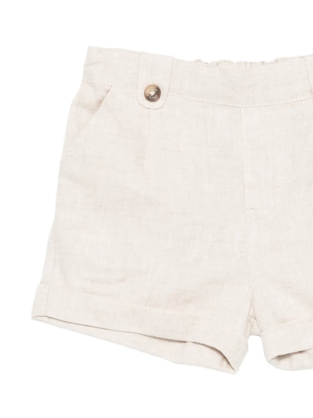  Tartine Et Chocolat Buttoned Linen Shorts - Neutrals 