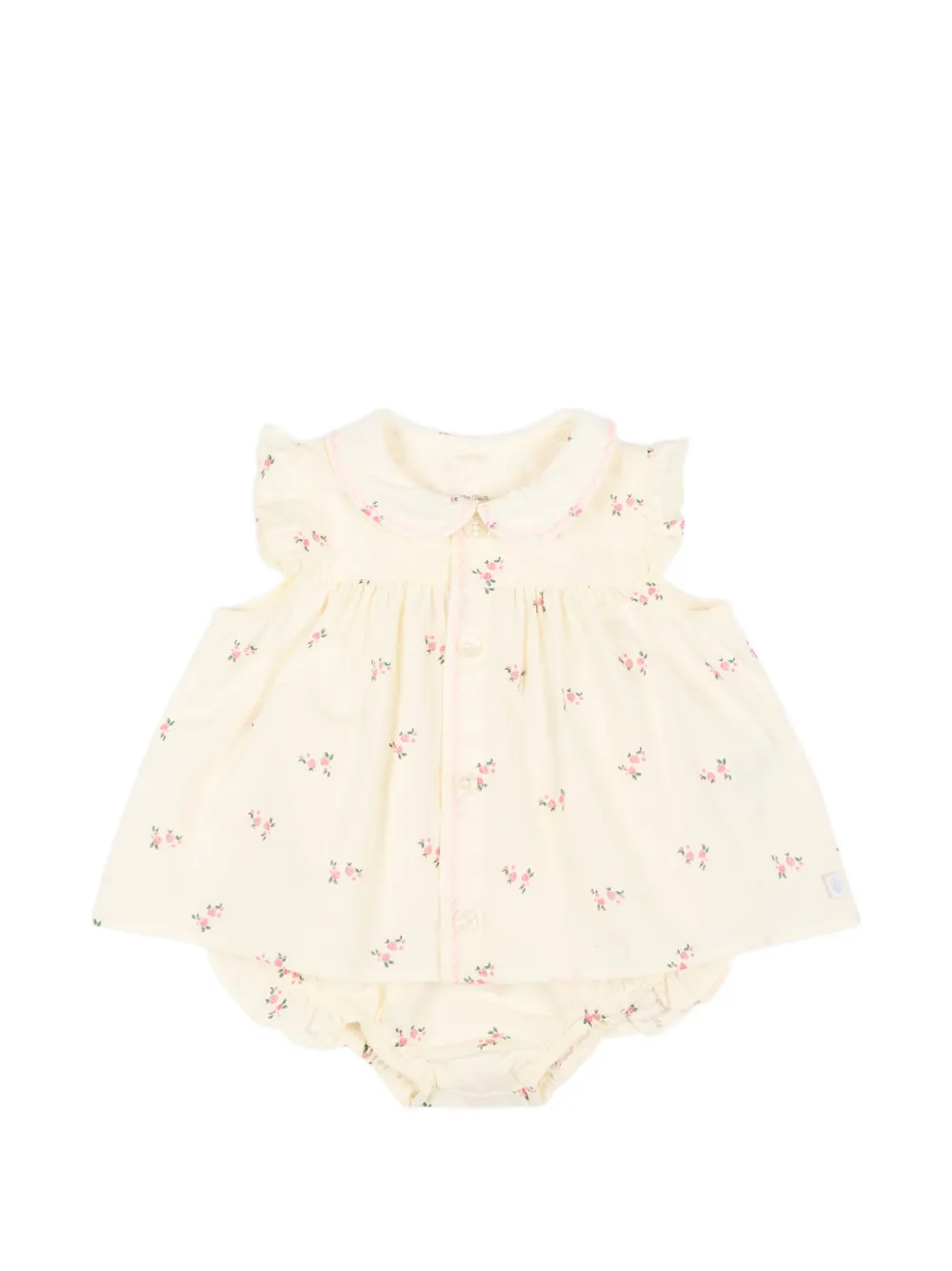  Petit Bateau Ruffled Floral Shorts Set - Neutrals 