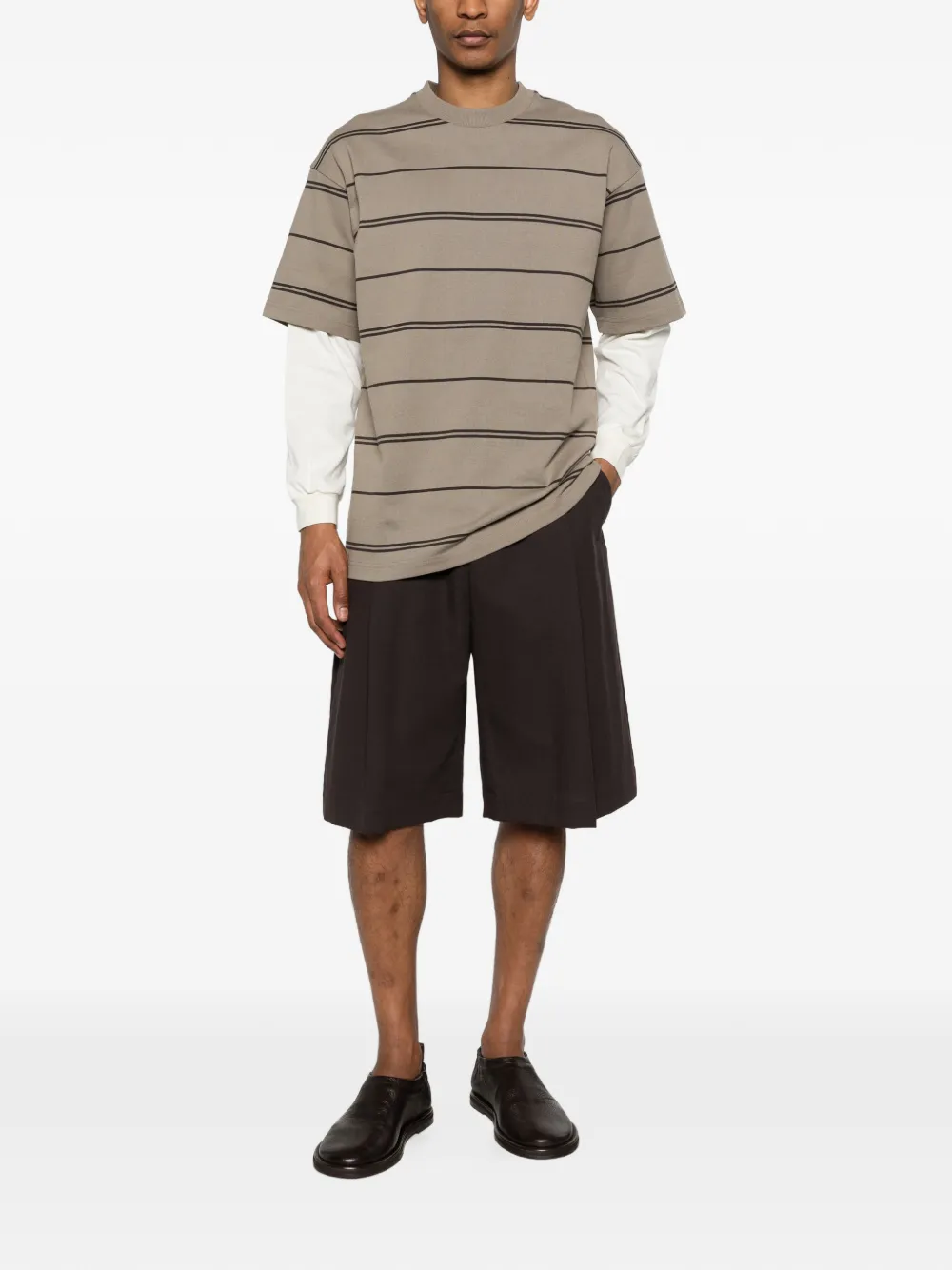 Comme des Garçons Homme T-shirt met gestreept patroon Bruin