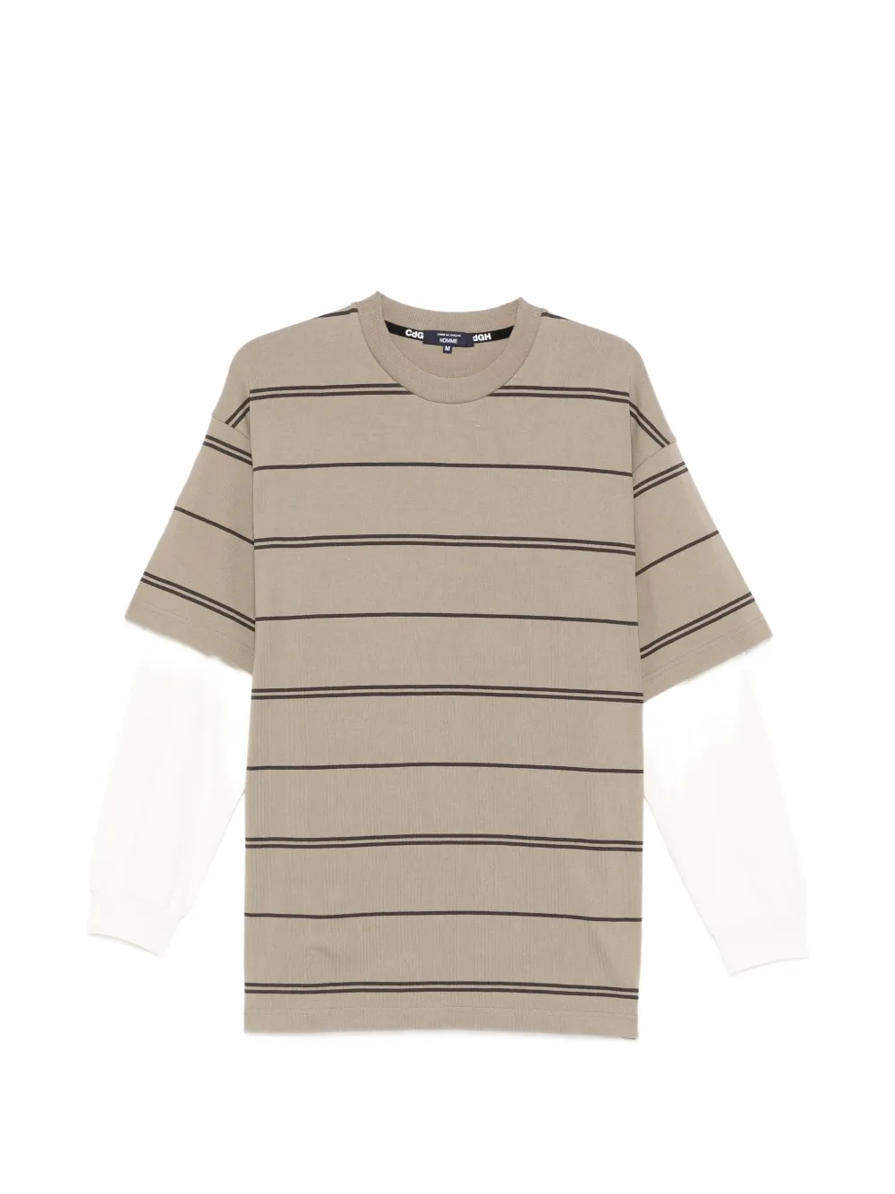Comme des Garçons Homme stripe-pattern layered T-shirt - Marrone