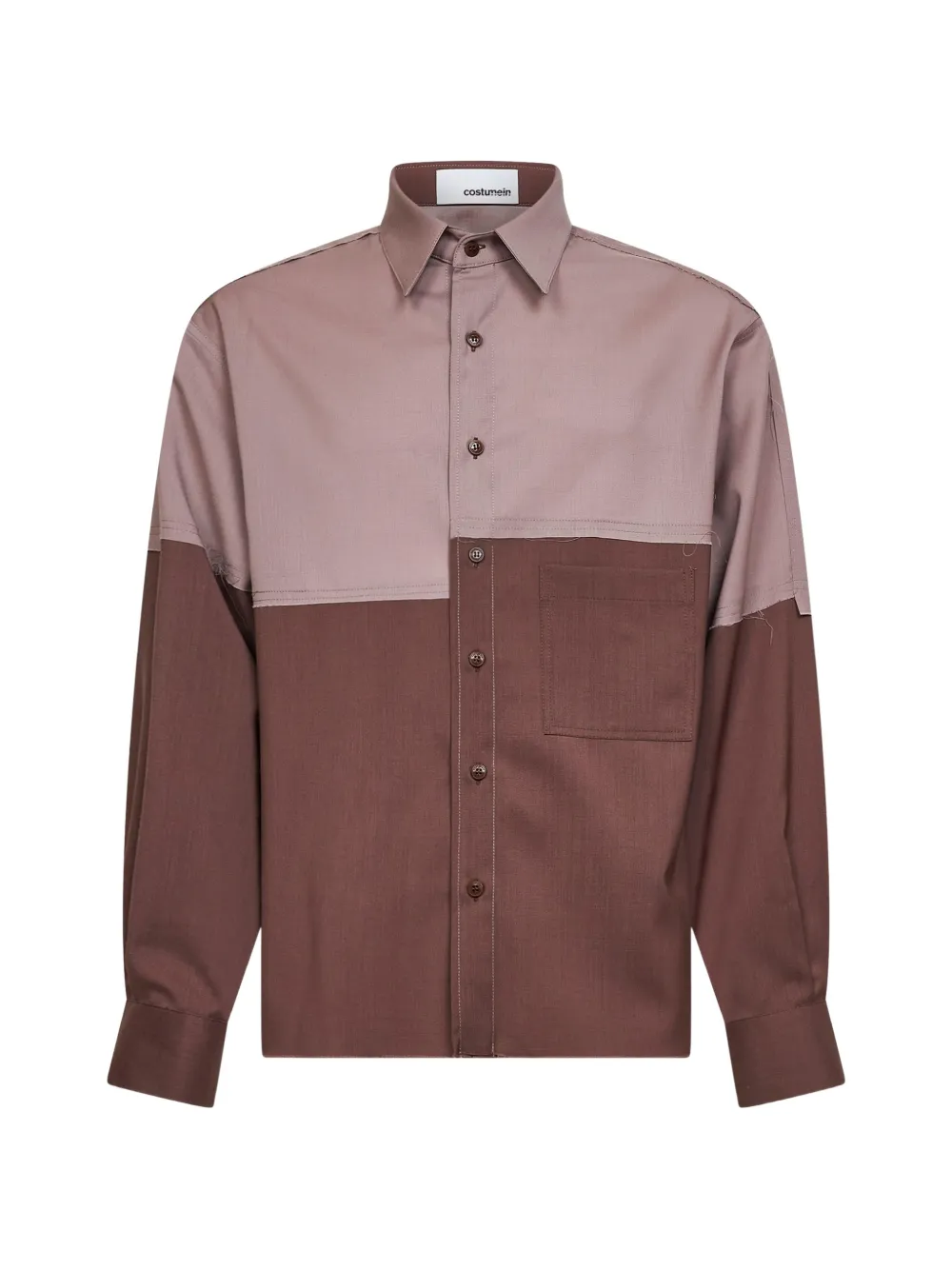 Costumein Richard raw-cut colour-block shirt - Marrone