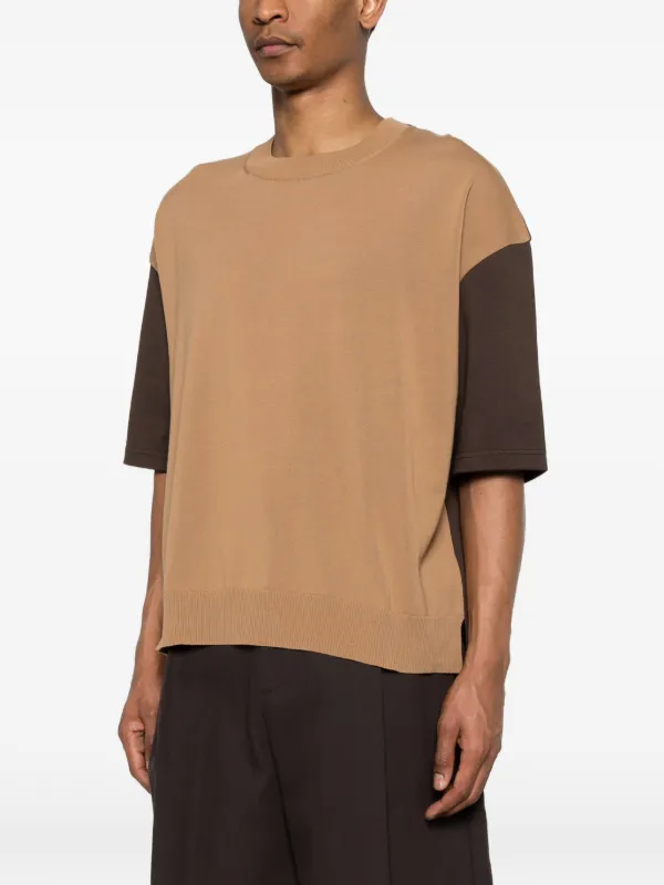 COMME des GARCONS HOMME バイカラーTシャツ Comme Des Garçons Homme カラーブロック Tシャツ | ブラウン