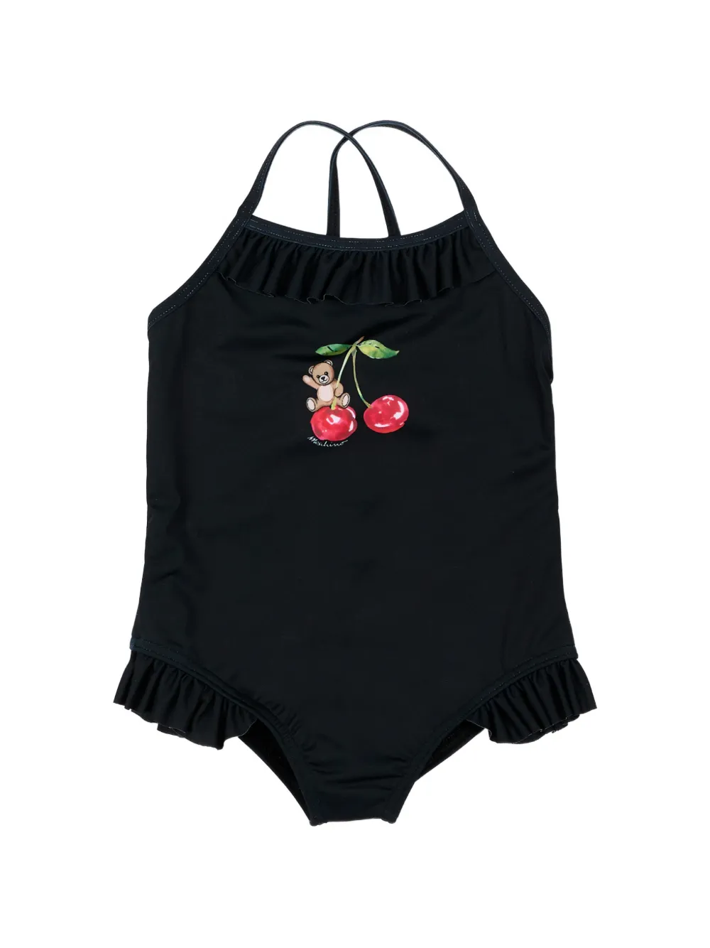 Moschino Kids ruffled swimsuit - Schwarz