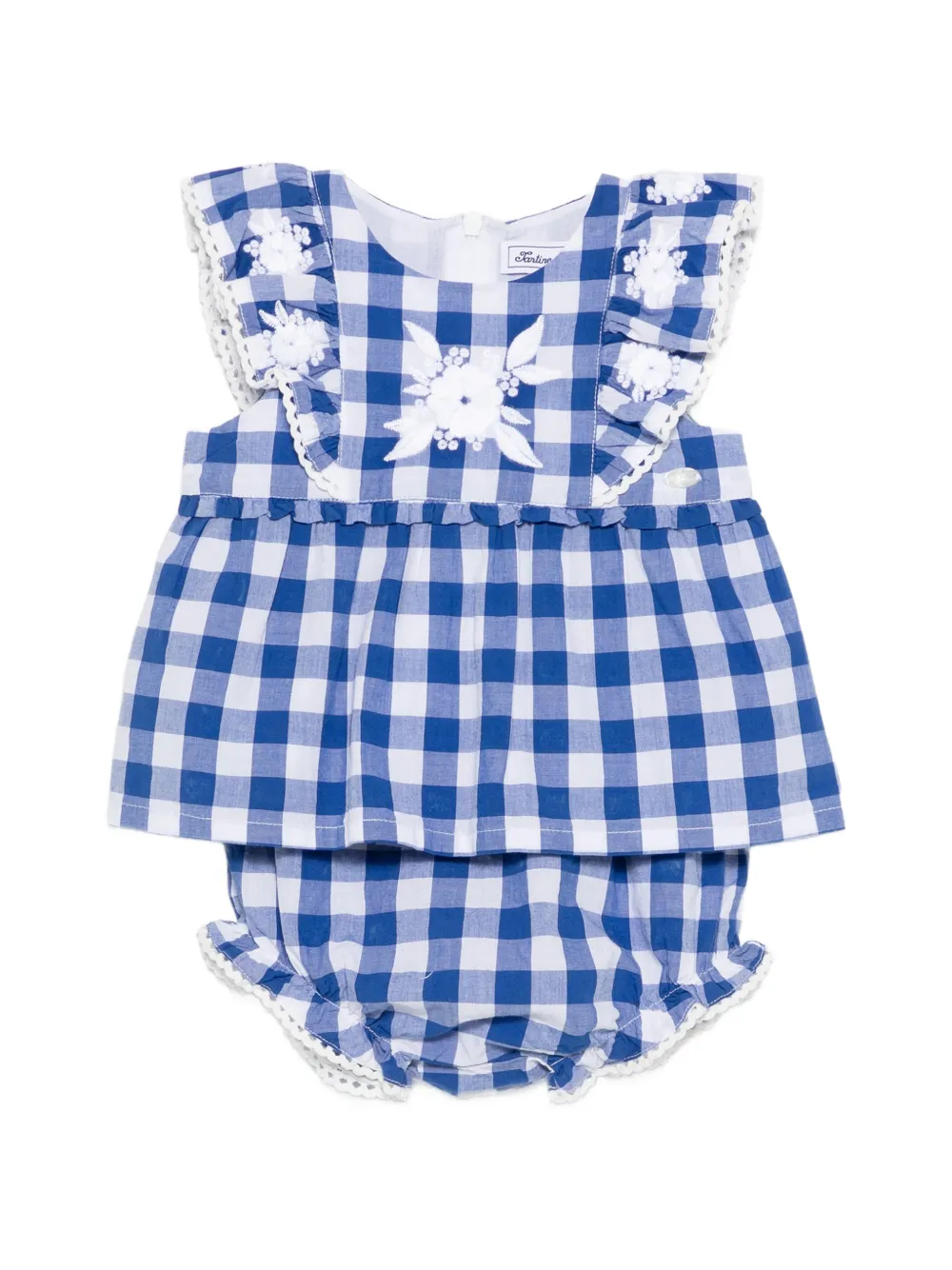 Tartine Et Chocolat gingham embroidered shorts set - Blu