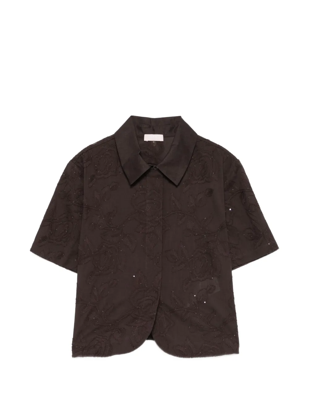 LIU JO sequin floral shirt - Marrone