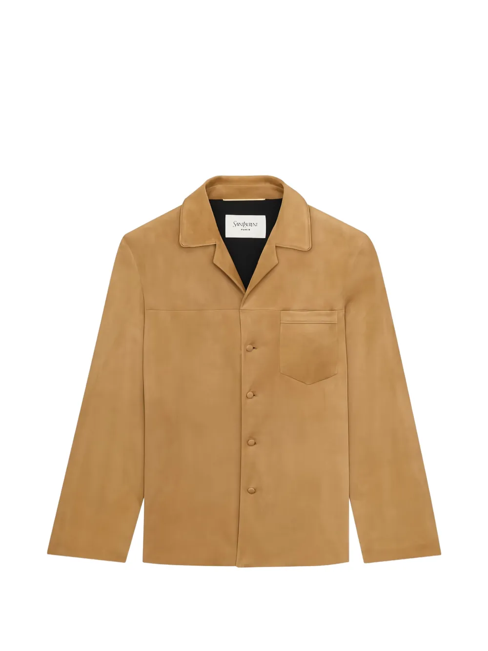 Saint Laurent front-pocket collared leather jacket - Nude