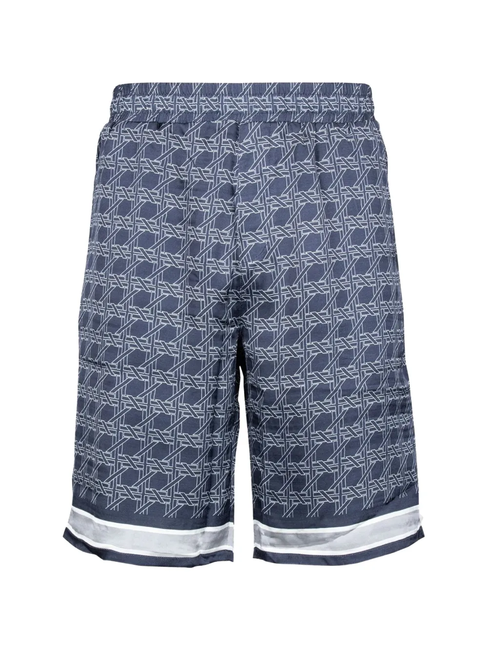 Karl Lagerfeld geometric-print striped-hem shorts - Blu