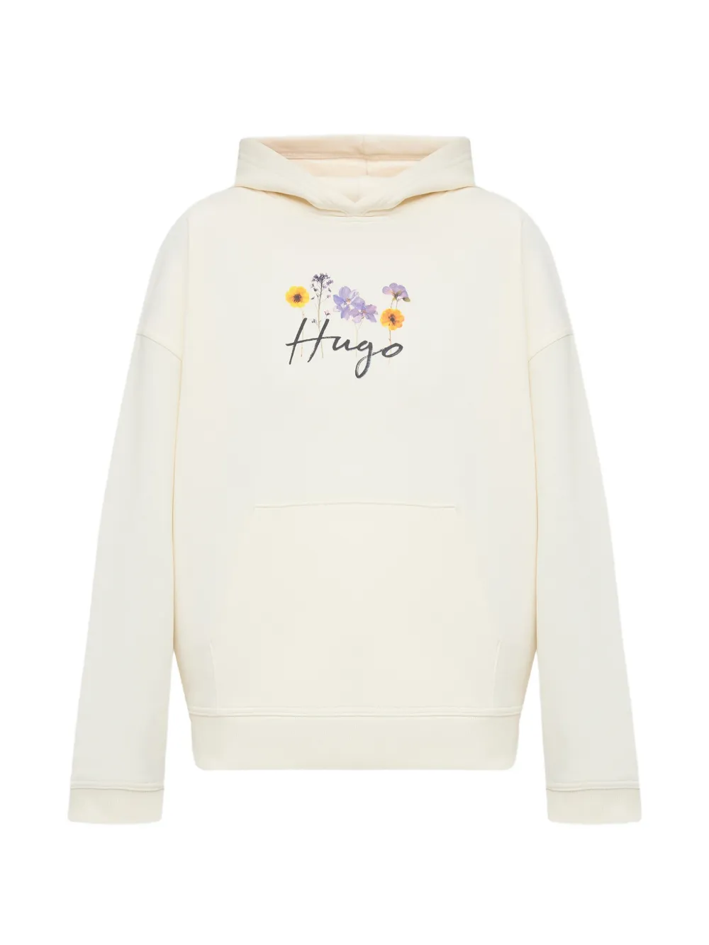HUGO floral-print hoodie - Toni neutri