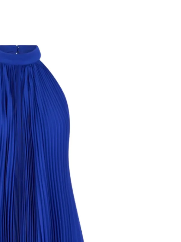 TOM FORD Women's Silk Halterneck Sunray Plisse Evening Dress | Blue | Size 38