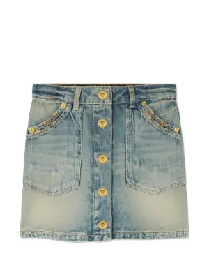 Dolce & Gabbana Kids rose-embroidered Denim Skirt | Blue | FARFETCH
