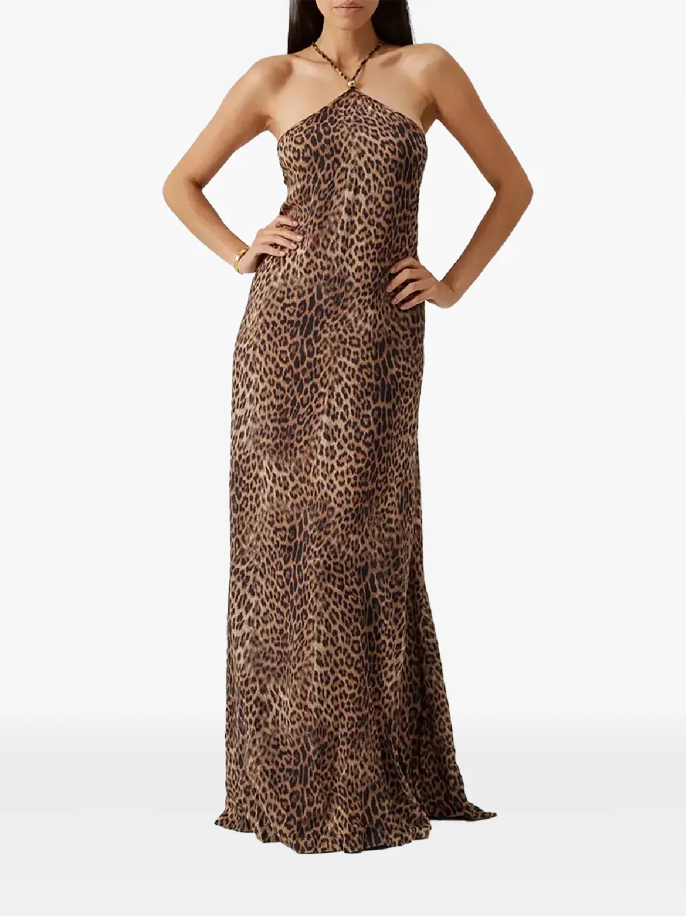 Melissa Odabash Sage maxi-jurk met luipaardprint Bruin