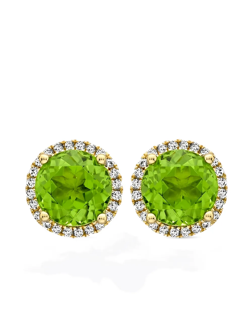 Kiki McDonough Orecchini a bottone Grace in oro giallo 18kt con diamanti e peridoto