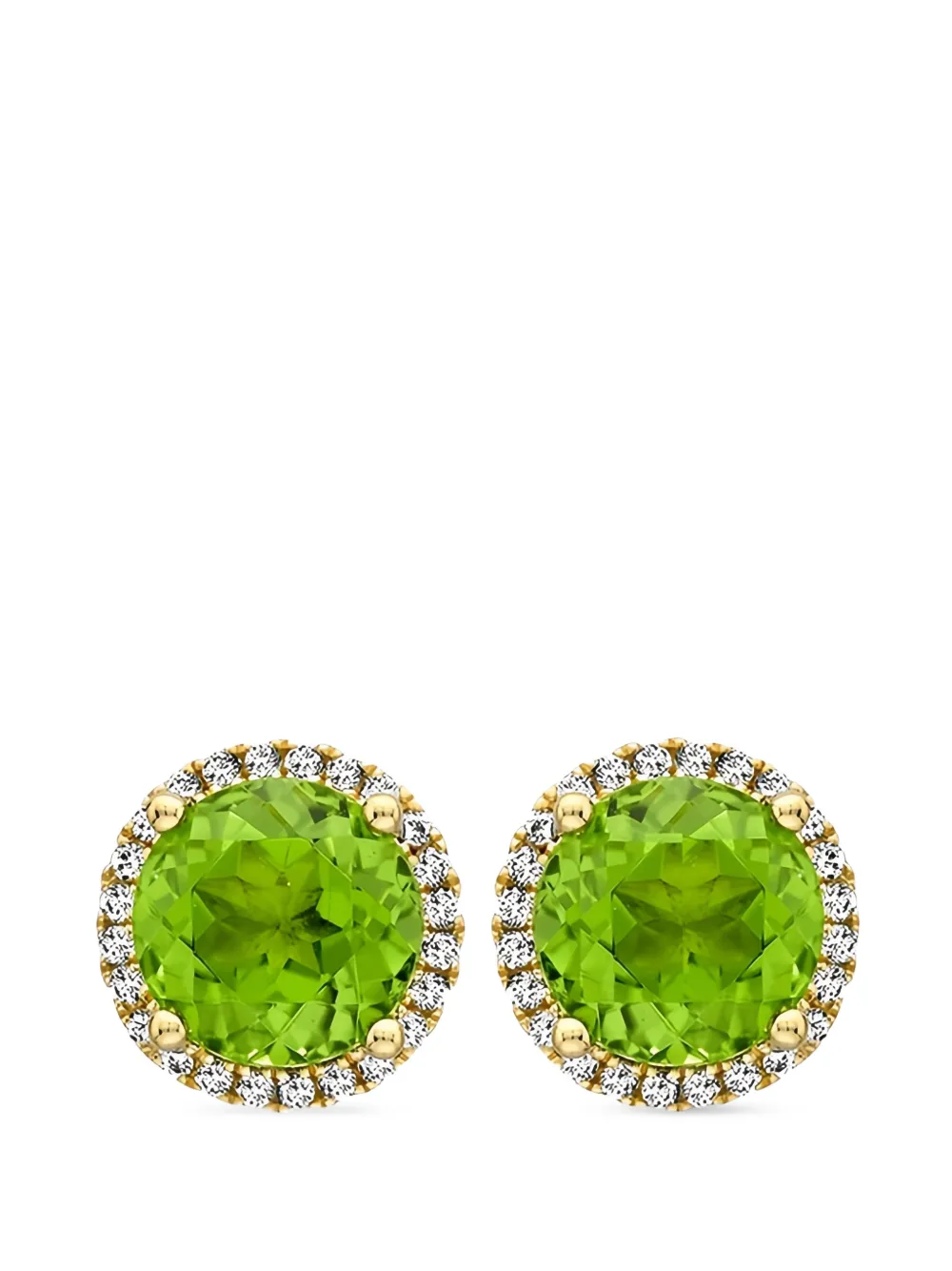 Kiki McDonough Orecchini a bottone Grace in oro giallo 18kt con diamanti e peridoto