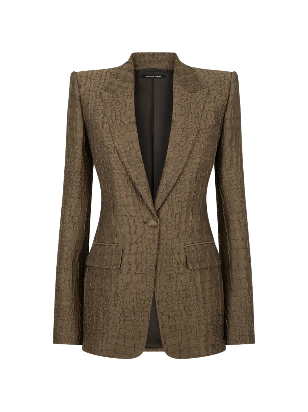 TOM FORD crocodile-effect single-breasted blazer - Verde