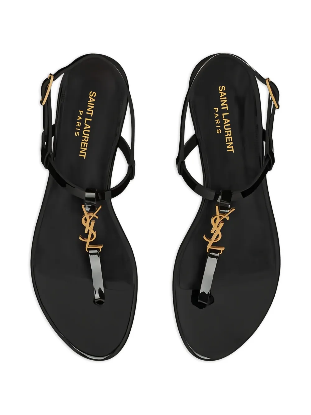 Saint Laurent Sandalen met logobandje Zwart