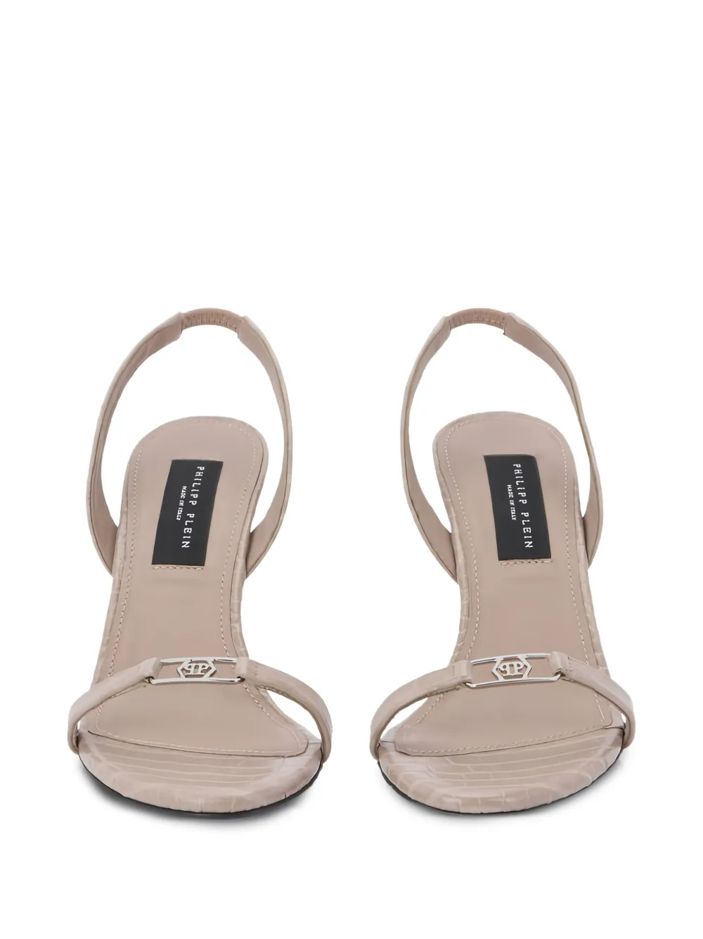 Philipp Plein Zeshoekige sandalen met krokodillen-reliëf Beige