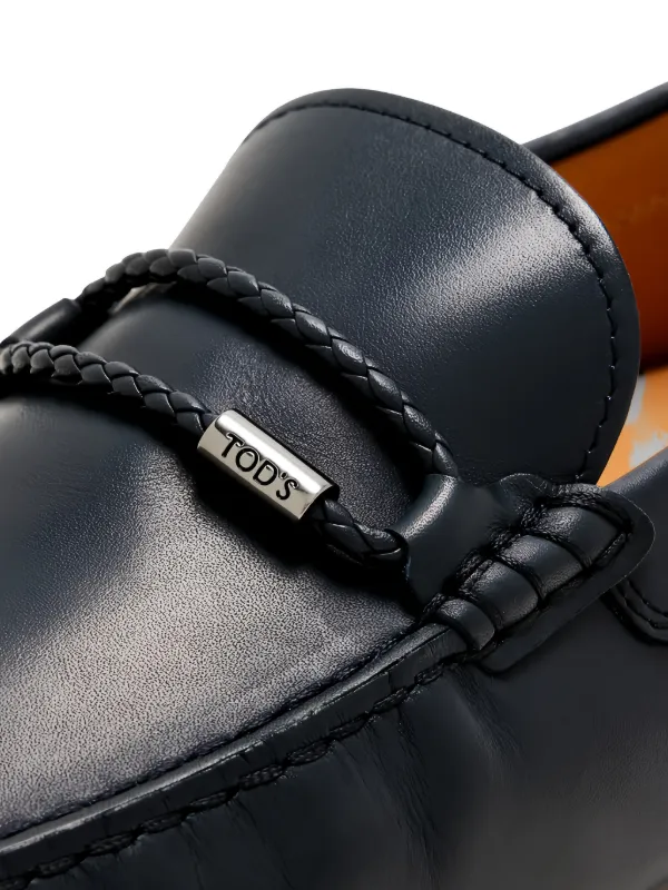 Tod\'s Navy Ribbed Slip-On Loafers with Braided Trim 32638230_62904168_600.jpg main image 3