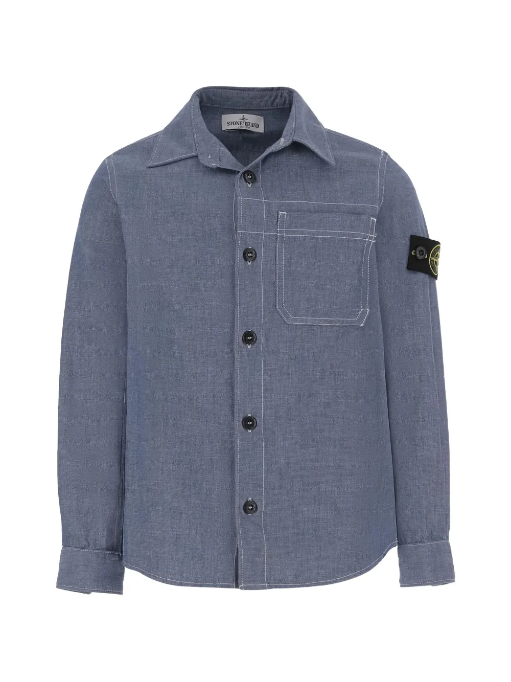 Stone Island Junior chest-pocket badge-detail shirt - Blu