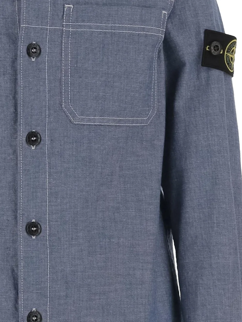 Stone Island Junior Shirt met borstzak en patch Blauw