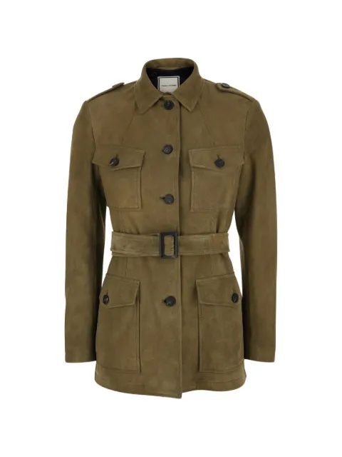 Tagliatore buttoned belted leather coat