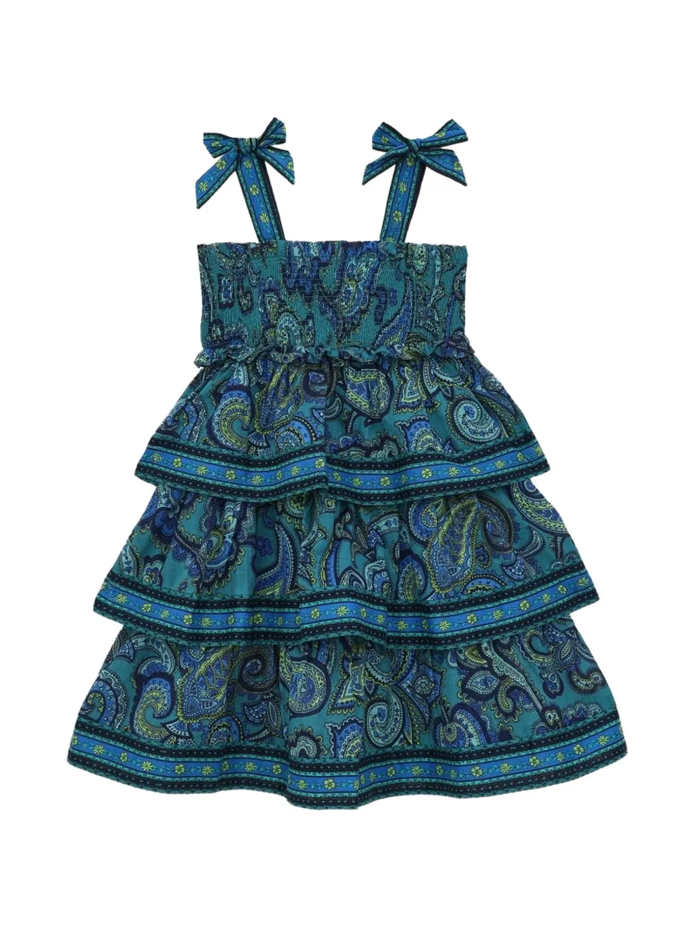  Zimmermann Kids Tiered Bow Dress - Blue 