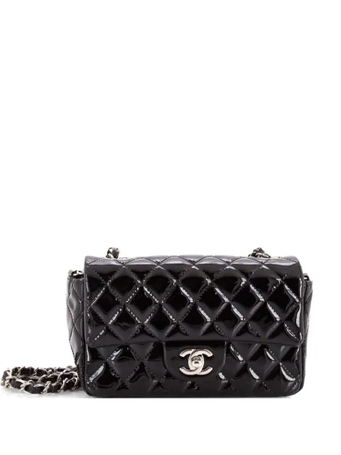 CHANEL Pre-Owned Mini Classic Single Flap Umhängetasche aus gestepptem Lackleder