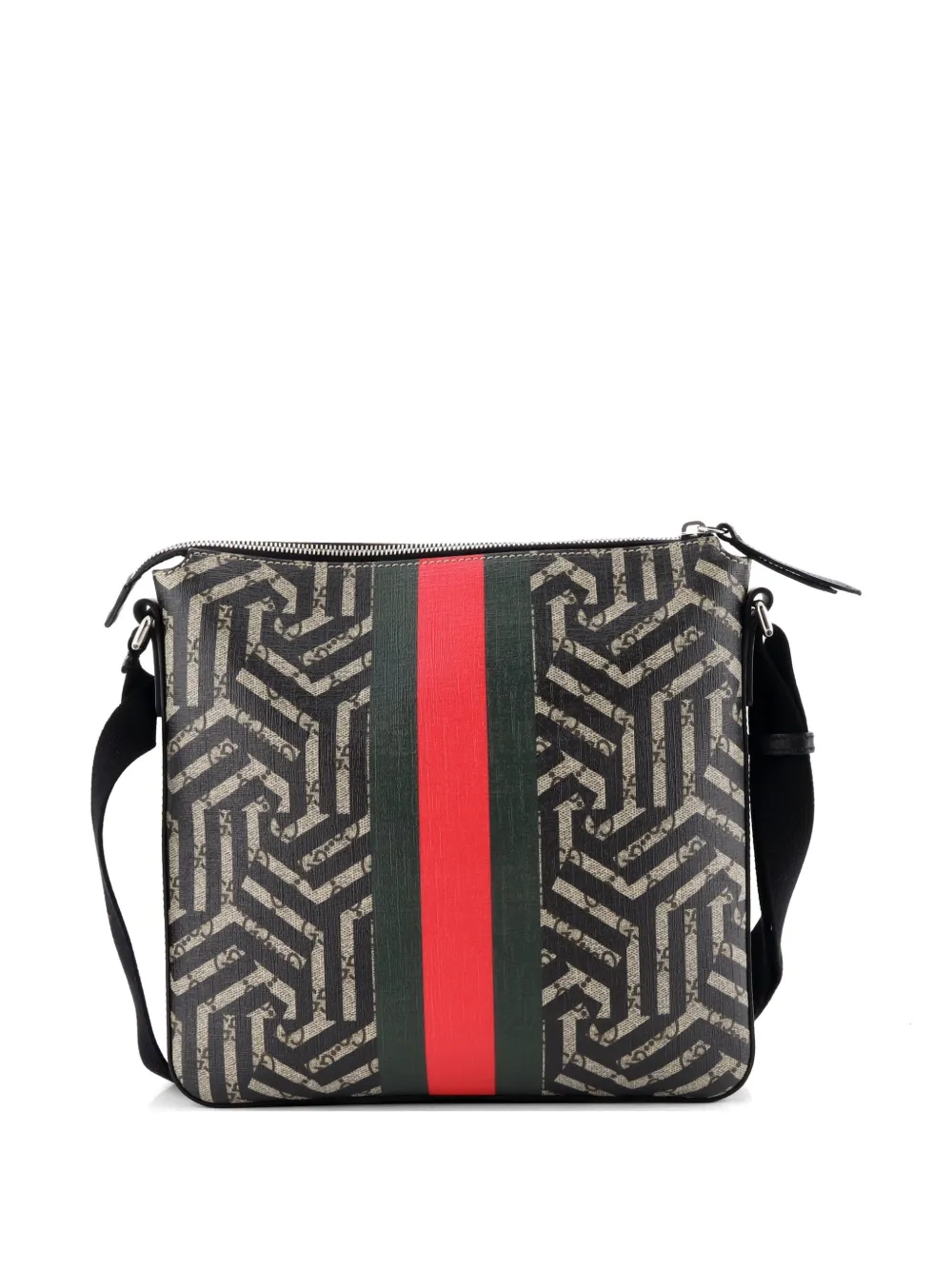 Front Zip Messenger Caleido Gg Coated Canvas Medium Crossbody Bag