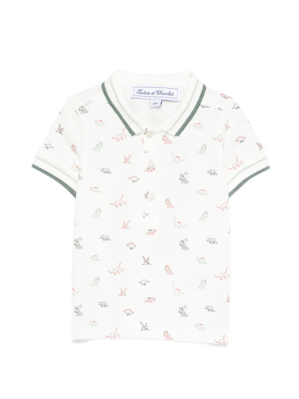 Tartine Et Chocolat dinosaur-print polo shirt - Bianco