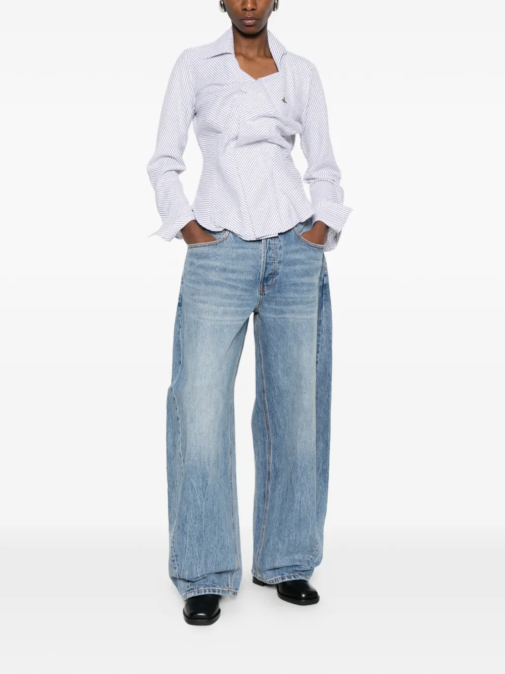 Drunken striped layered shirt