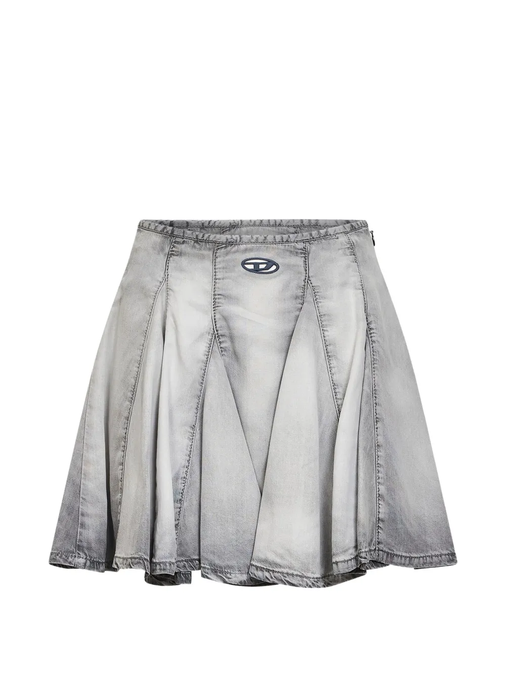 Diesel De-Spiki Oval-logo pleated mini skirt - Grigio