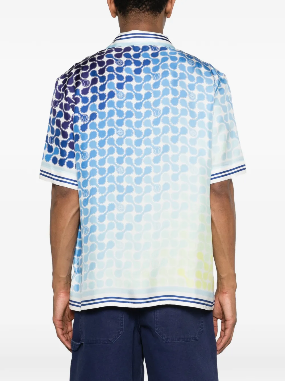 Casablanca Tennis Tile Cuban overhemd met patroon Blauw