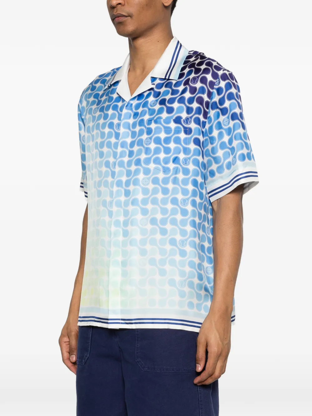  Casablanca Tennis Tile Cuban Patterned Shirt - Blue 