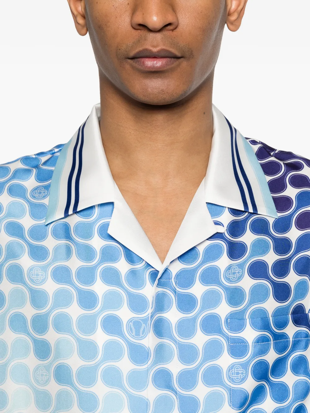 Casablanca Tennis Tile Cuban overhemd met patroon Blauw
