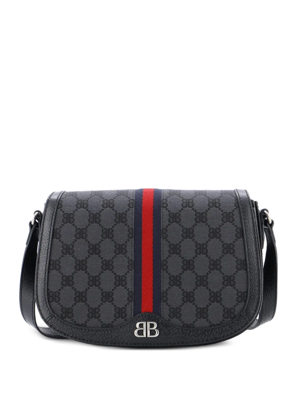Gucci Pre-Owned x Balenciaga The Hacker Project Flap Messenger Bag BB Canvas Medium crossbody bag - Nero