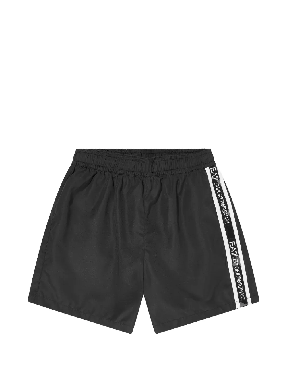 Emporio Armani Kids logo stripe swim shorts - Nero