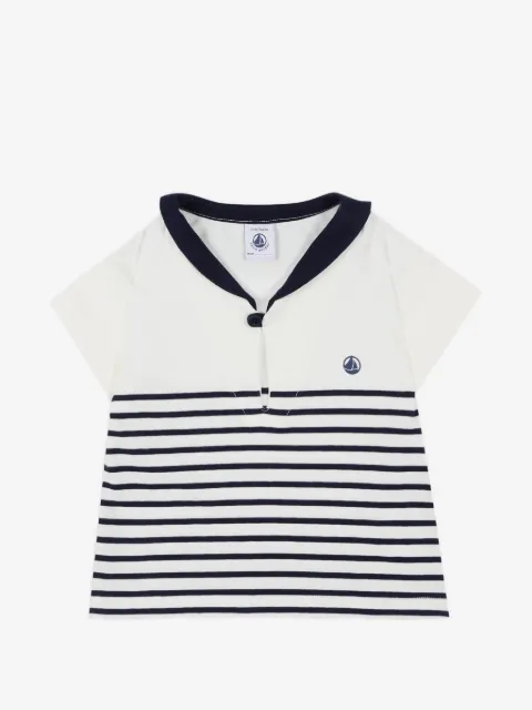 Petit Bateau playera tipo polo manga corta con rayas estampadas