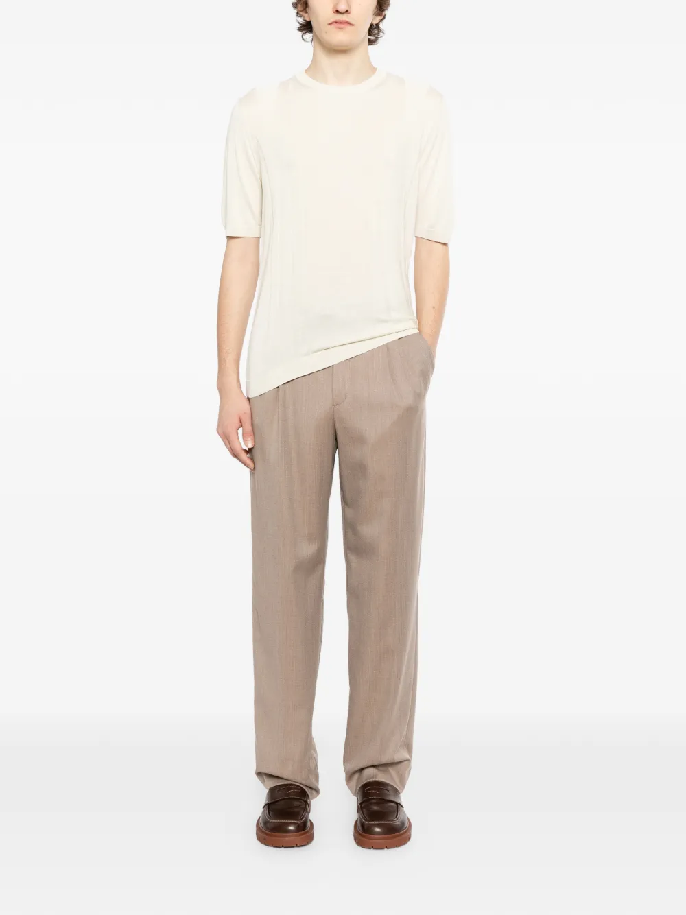 Tagliatore Gebreid T-shirt Beige