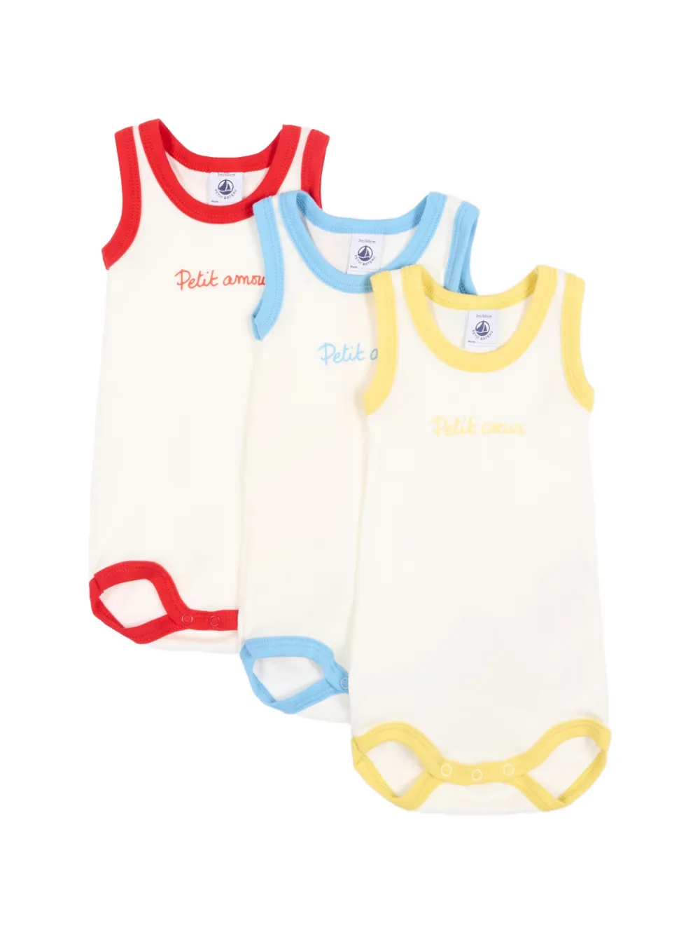 Petit Bateau sleeveless bodies (set of three) - Toni neutri