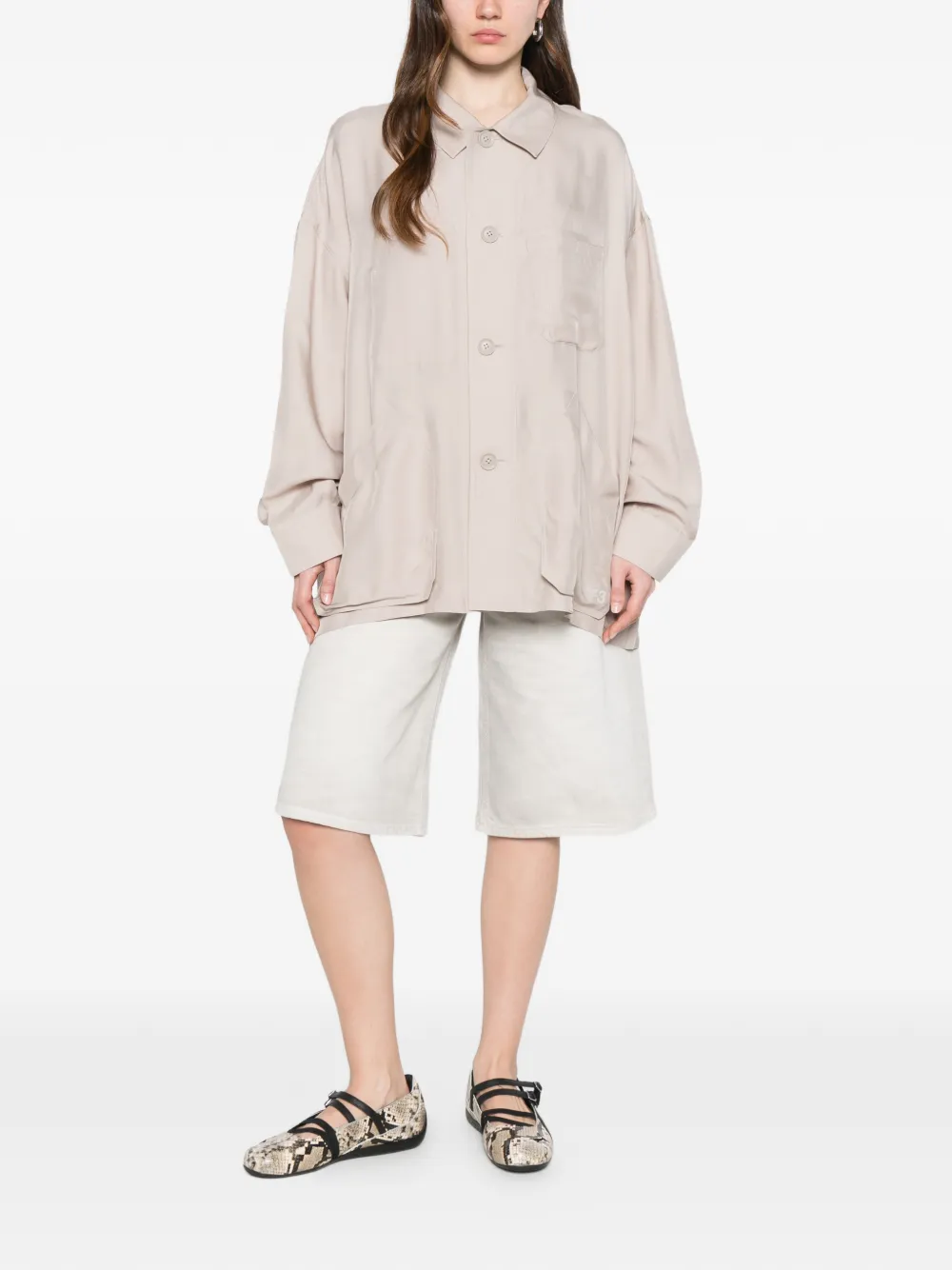 Y-3 Shirtjack met opgestikte zakken Bruin