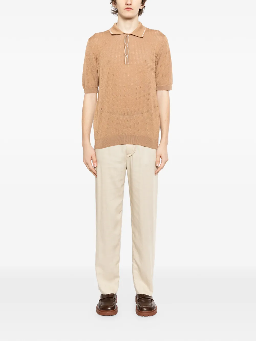 Tagliatore Poloshirt met korte mouwen Beige
