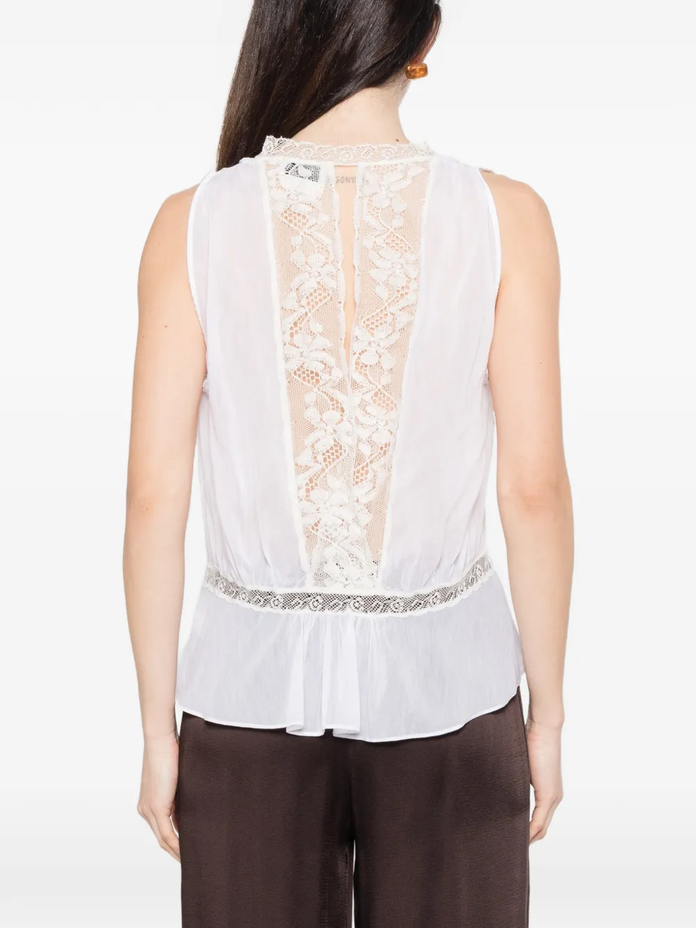 Lace-Detail Ruffled Top