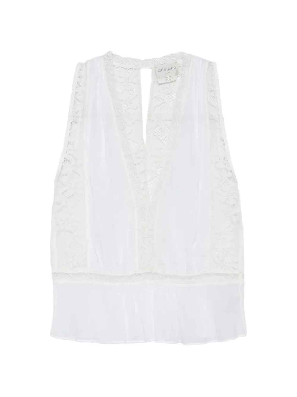Forte Forte lace-detail ruffled top - Bianco