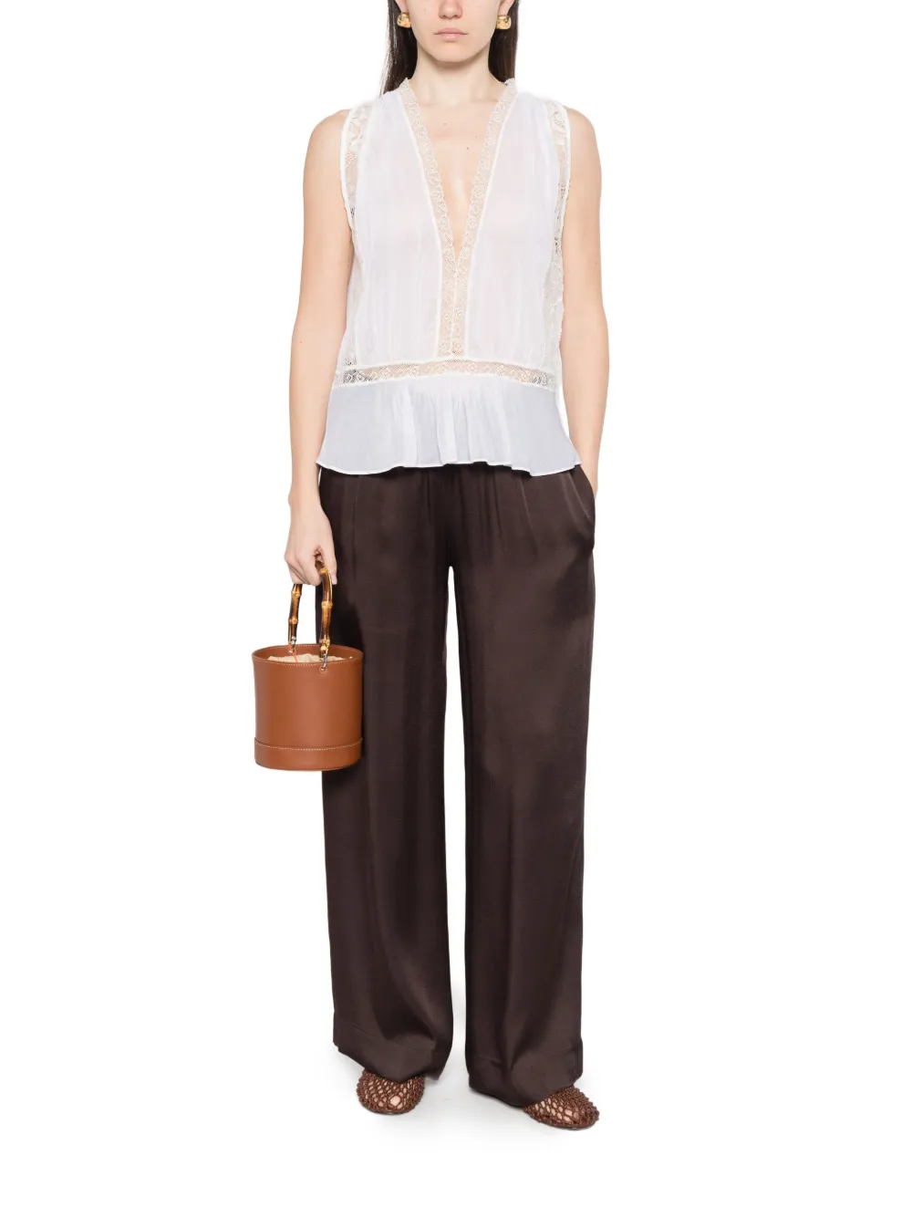 Lace-Detail Ruffled Top