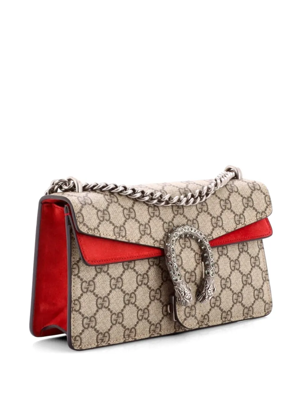  Gucci Pre-owned Dionysus Bag Gg Coated Canvas With Crystal Embellished Metal Small Shoulder Bag - Brown 
