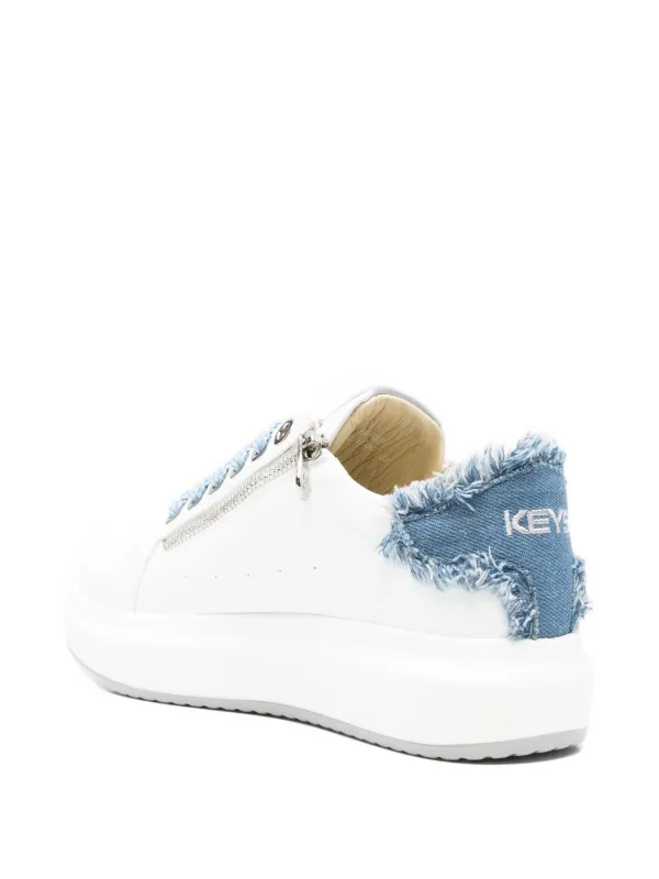 KEYS Frayed Leather Sneakers | White | FARFETCH OM