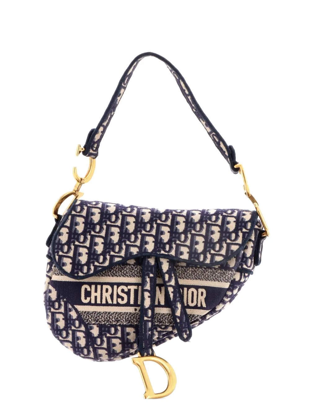 Christian Dior Pre-Owned Saddle Handbag Oblique Canvas Medium shoulder bag - Blu