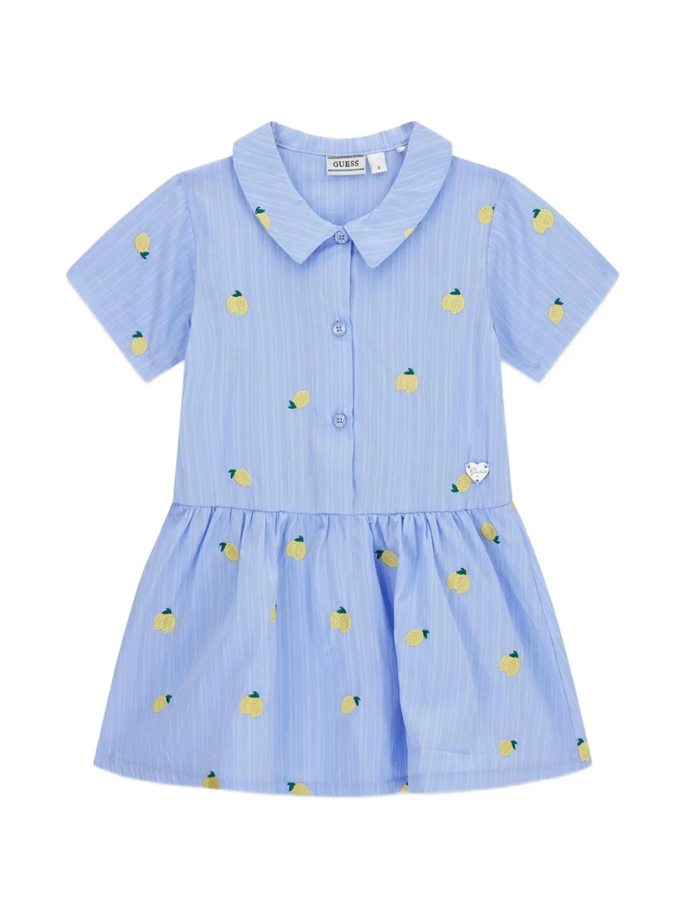 guess kids striped lemon-embroidered dress - Blu
