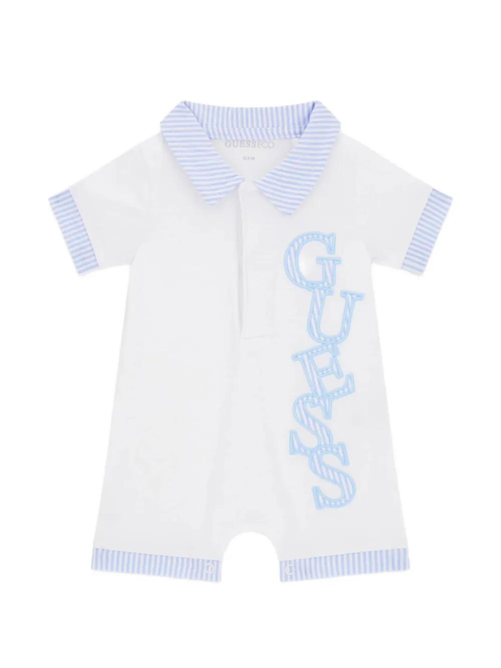 guess kids striped-trim romper - Bianco